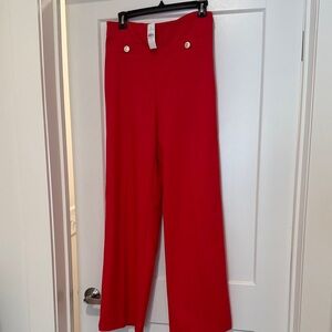 Ann Taylor Vibrant Red Trousers with Gold Button